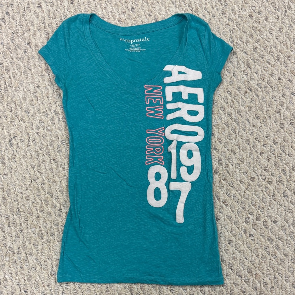 Aeropostale Women's Turquoise Graphic Tee